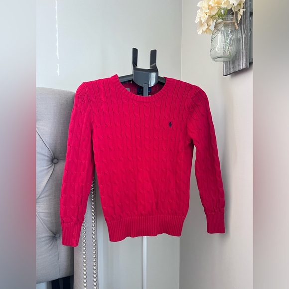 Polo Ralph Lauren Other - 💥Sold💥 Boys Polo Ralph Laren Red Cable-Knit Cotton Sweater sz M 10-12 Pre-owned